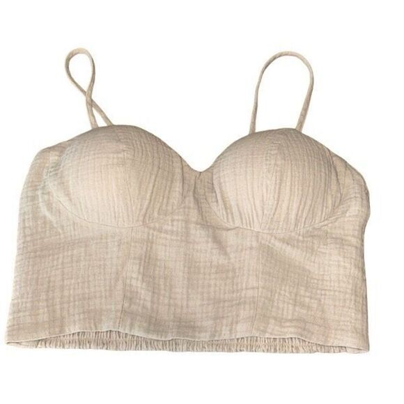 Sincerely Jules Women's Sweetheart Neck Sleeveless Crop Top Taupe Tan Size Small - Picture 1 of 6